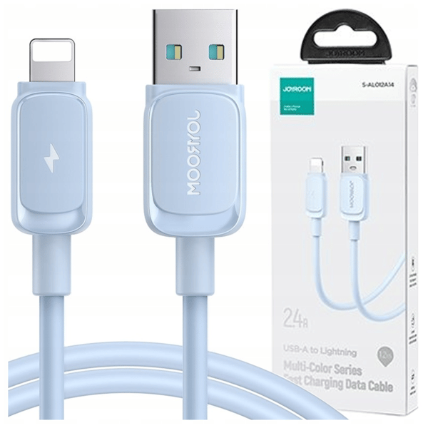 Joyroom Multi-Color Series A14 Lightning / USB-A 2.4A 1,2 m kabel - blå