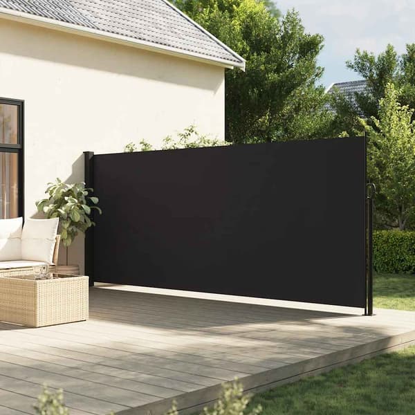 vidaXL udtrækkelig sidemarkise sort 160 x 600 cm