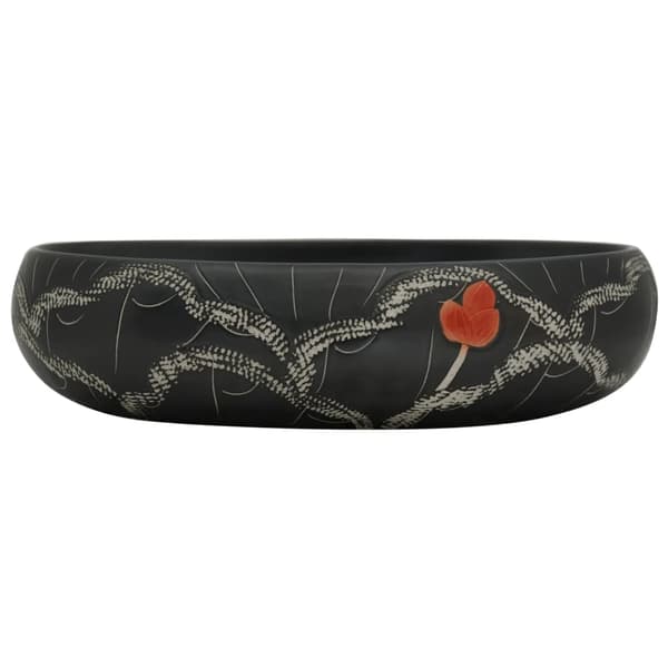 vidaXL bordvask, sort, oval, 59x40x15 cm, keramik