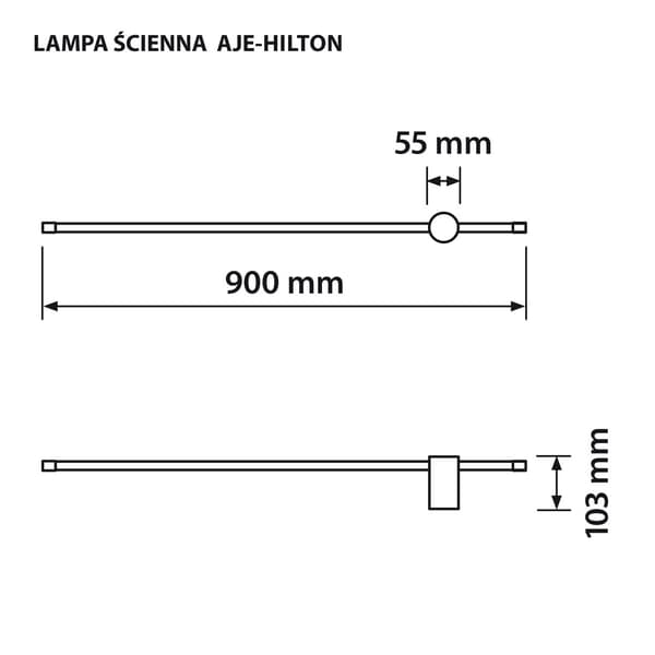 Activejet AJE-HILTON musta NW LED-seinävalaisin