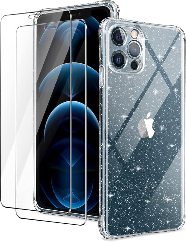 APPLE IPHONE 12 PRO ETUI SILIKONE GLASSY BAGSIDE 2x HÆRDET GLAS