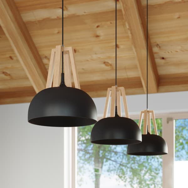 HÆNGELAMPE CASCO 1 E27 SORT TRÆ SOLLUX SL.0390