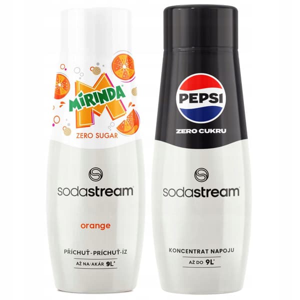 SODASTREAM Mirinda Zero + Pepsi Zero sæt med sirupper til sodavandsfontæne 2 stk.