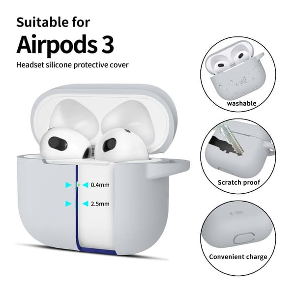 TECH-PROTECT SILIKONEKRAGE TIL APPLE AIRPODS 3, KRYDDEGRÅ