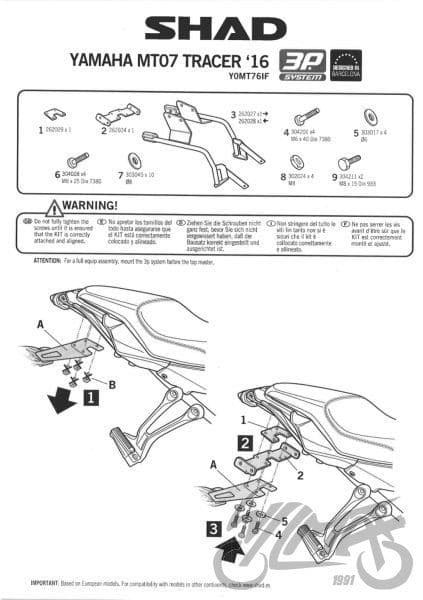 3P Shad Side Case Brack til Yamaha Tracer 700 ABS MTT690-A