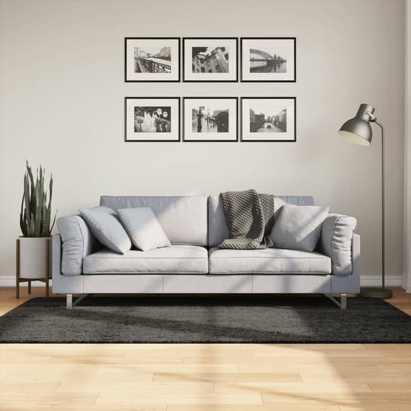 vidaXL ISTAN långluggig matta, glansig, antracit, 100x200 cm