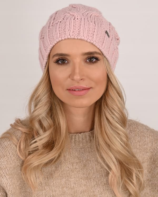 Rosa stickad Smurfinte-mössa för kvinnor - A4