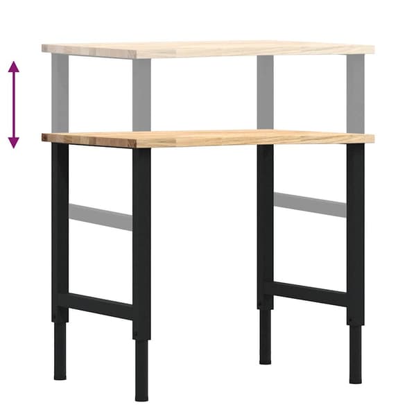 vidaXL arbejdsbord, 80x60x(71,5-98) cm, egetræ