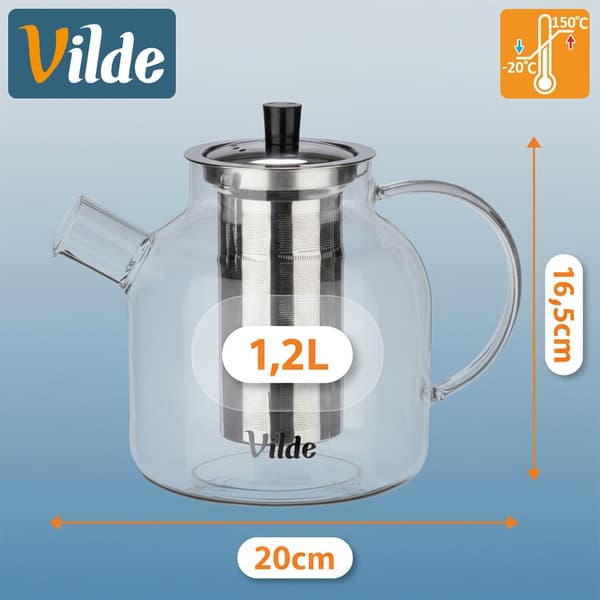 Varmebestandig glaskande med te-infuser, 1,2 l