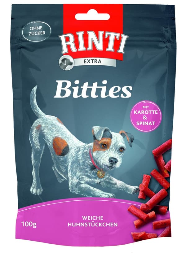Rinti | Extra Bittes | Hundegodbidder - Kylling med gulerødder og spinat 100g
