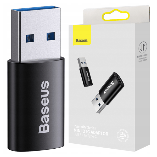 Baseus Ingenuity OTG USB-A till USB-C-adapter (svart)