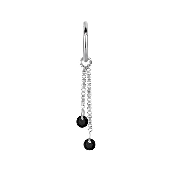 Charmkæde med sorte zirkoner - sølv - D-071 20 mm