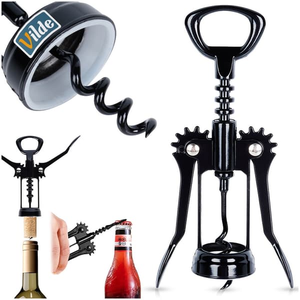 Metallkorkskruv för vin, svart, 16 cm