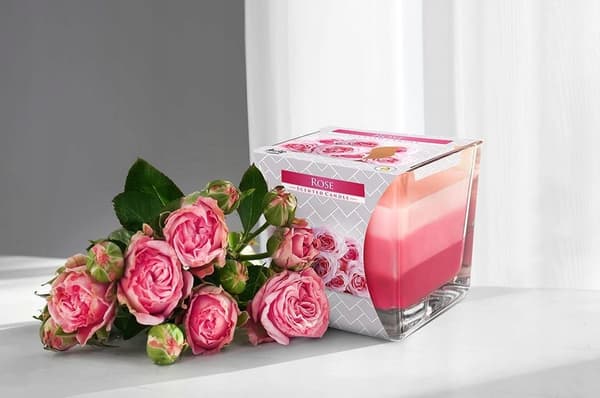 Doftljus Tricolor Glas ROSE