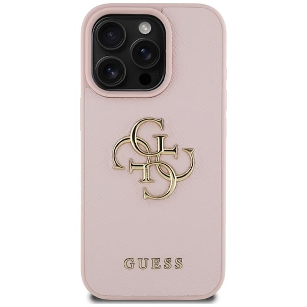 Guess Grained Big 4G Logo Small Classic Logo - iPhone 16 Pro cover (lyserød)
