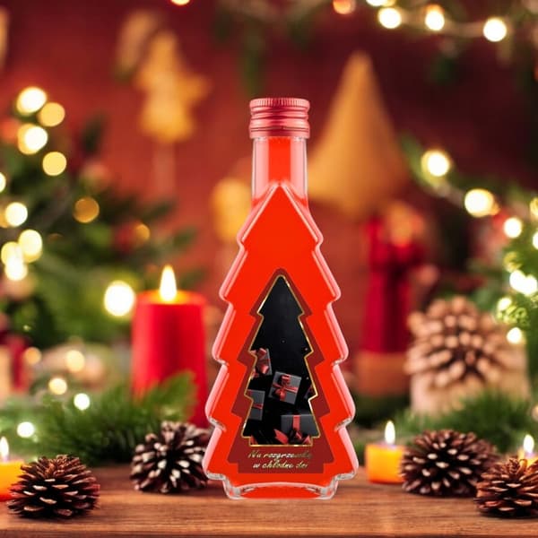 5x JULGRANSFLASKOR 250 ml + JULGRANSFLASKOR MED ETIKETT för jullikörer och vin