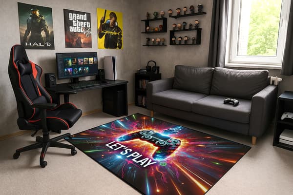 Strado LET'S PLAY 3D-tæppe 120x170 cm moderne til gamerværelset