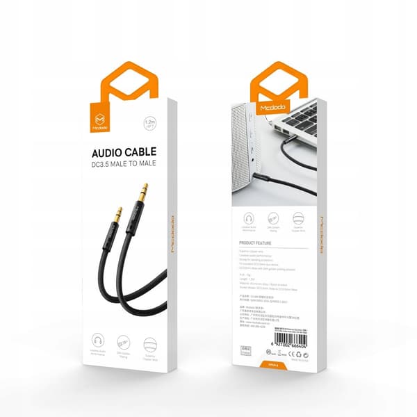 MCDODO MINI JACK KABEL 3,5 MM STEREO AUX STIK LYDKABEL STÆRK 1M
