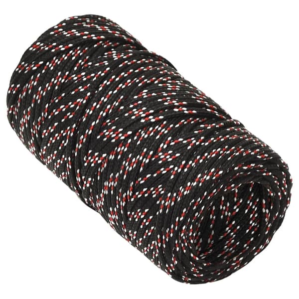 vidaXL sejltov, sort, 2 mm, 25 m, polypropylen
