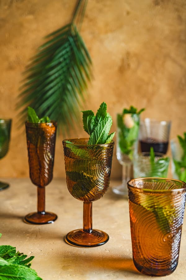 VINGLAS GLAS TRÆSKIVE MØNSTER ARBRE BRUN DESIGN