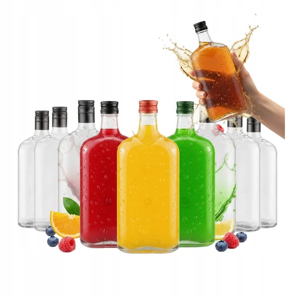 40x Glasflaskor för Vinlikörer CLASSIC FLASK 500ml Platt Flaska