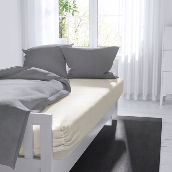 Ensfärgad Luxury lakan - ecru 220x200 med elastik