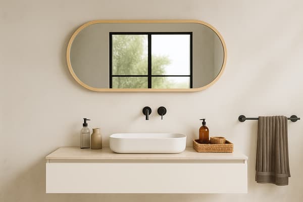 Badrumsspegel LEJA oval tall 100x38 stilren