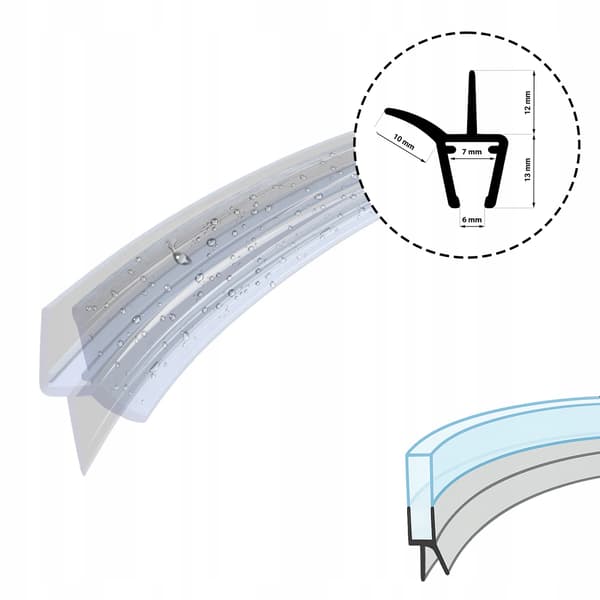 Undre dörrpackning för halvcirkulär duschcab båge DK13 7mm 70cm
