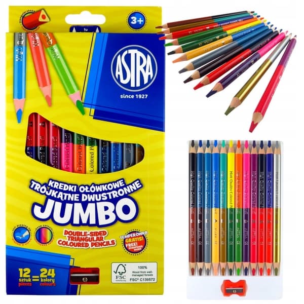 Dubbelsidiga kritor 24 färger 12 st Jumbo