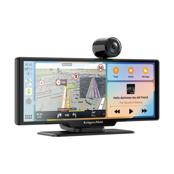 Multimediestation 9 tommer med Android Auto, Apple CarPlay, DVR og bakkamera