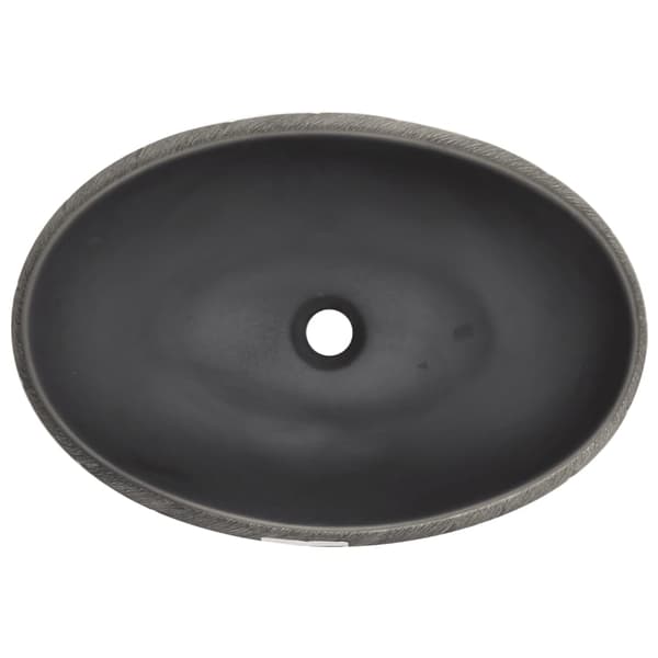 vidaXL bordvask sort og grå oval 59x40x15 cm