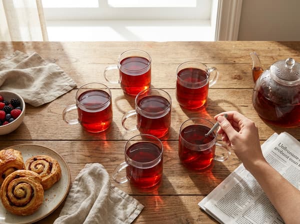 6 stycken borosilikatglas 330 ml transparenta för kaffe och te