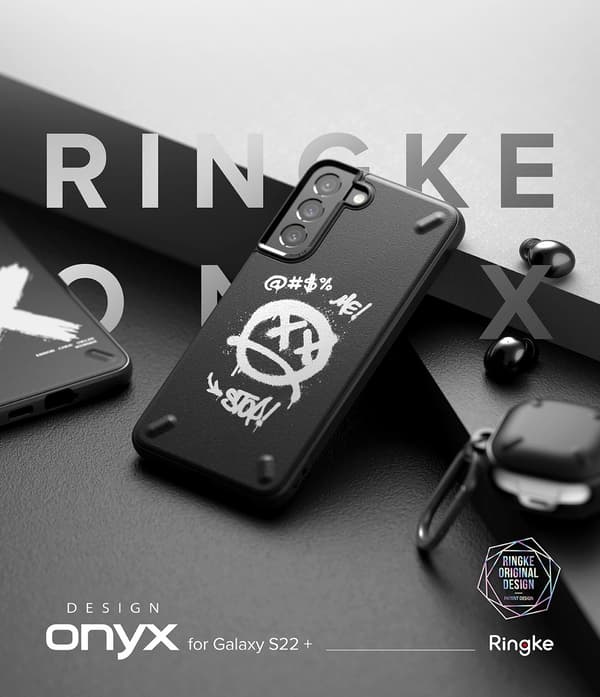 Ringke Onyx Design Holdbart Cover til Samsung Galaxy S22+ (S22 Plus) Sort (Graffiti) ()