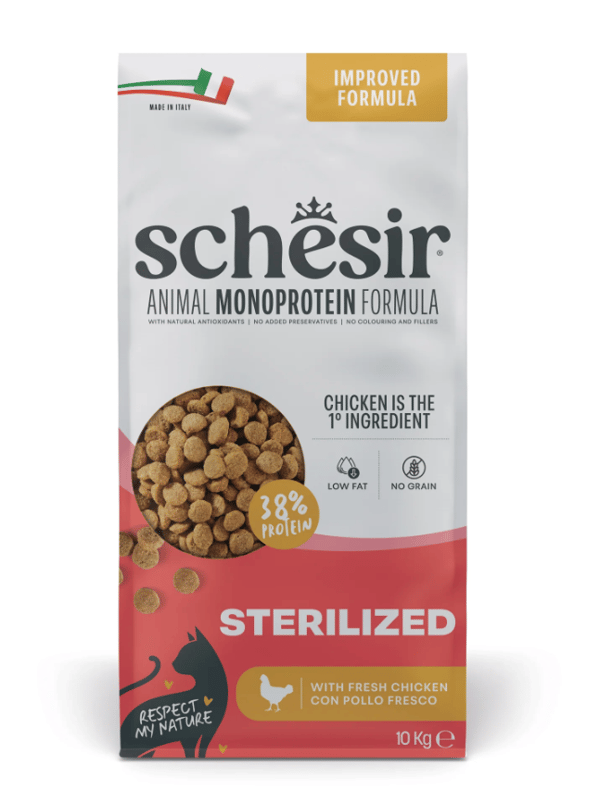 Schesir Monoprotein Steriliserad Kyckling Torrfoder för Katter 10 kg