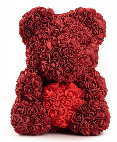 Rose bjørn 40 cm - vinstok med rødt hjerte