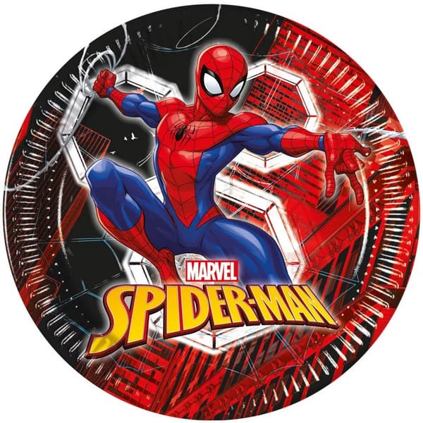 SPIDER-MAN Marvel födelsedagstallrikar 23 cm 8 st.
