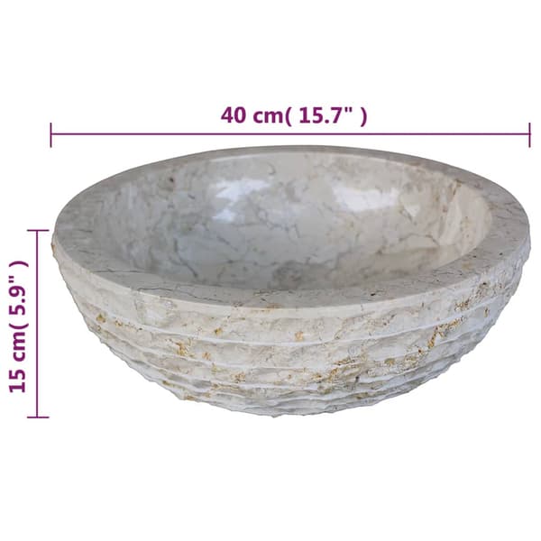vidaXL marmorvask, 40 cm, cremefarvet
