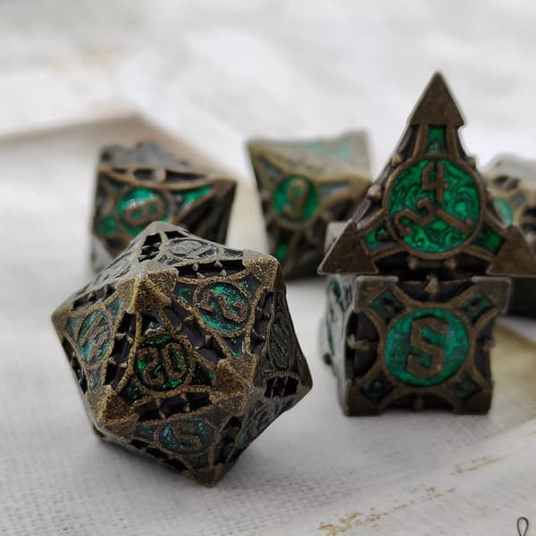 Forest Portal RPG-tärningar Set med 7 metalltärningar