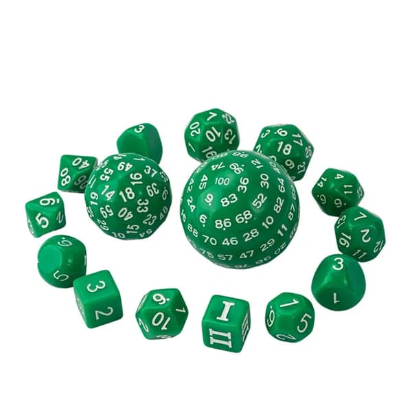 RPG-noppaa vihreä 15 nopan setti