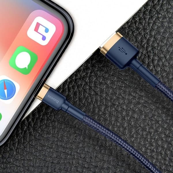 Baseus Cafule USB Lightning-kabel 2.4A 1m (Guld-Marineblå)