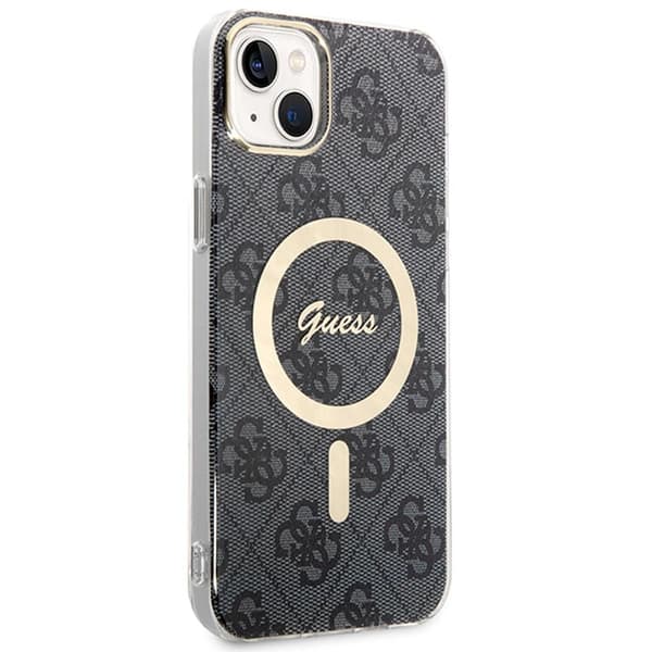 Guess Bundle Pack MagSafe 4G - MagSafe iPhone 14 Plus-skal + laddare (svart/guld)