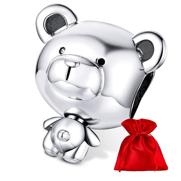Sølv charm bamse perle perler sølv 925 perle