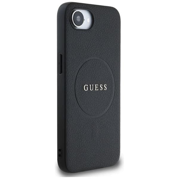 Guess Grained Ring MagSafe - iPhone 16e-skal (svart)