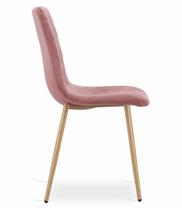 TURIN stol - rosa sammet / träfärgade ben x 4