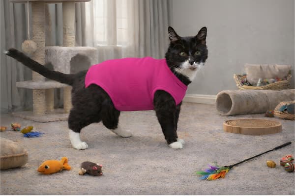 Amarantee postoperativ kattdräkt storlek M bomull bekväm