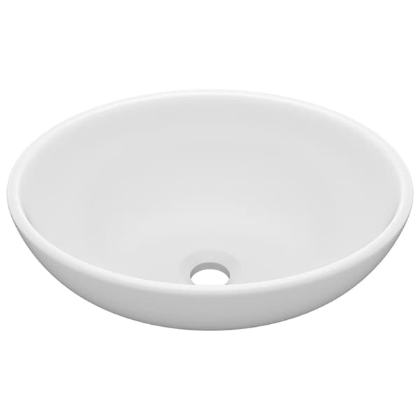 vidaXL luksus oval håndvask mat hvid 40x33 cm keramik