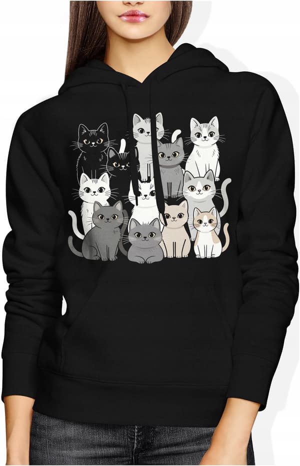 DAME SWEATSHIRT MED PRINT KATTE KILLINGER DYR KATTEELSKER GAVE S