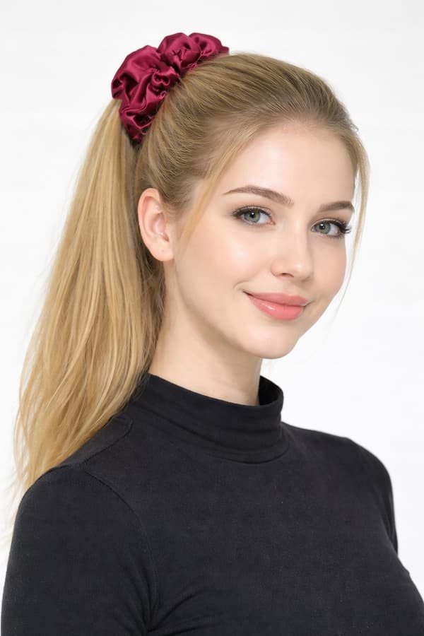 SÆT MED 2 HÅRBÅND satin elastik 10 cm bordeaux beige