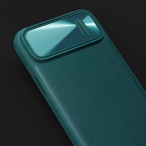 Nillkin CamShield Läderfodral S iPhone 14 Plus Skal med Kameraskydd Grönt