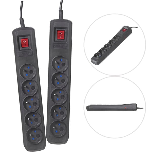Activejet strømskinne 1,5 m, 5 stikkontakter, 2 stk.